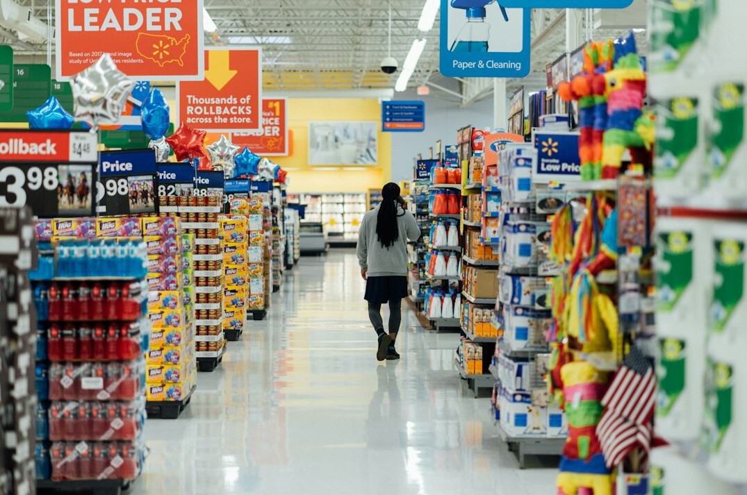 Well-organized retail store aisle with displays