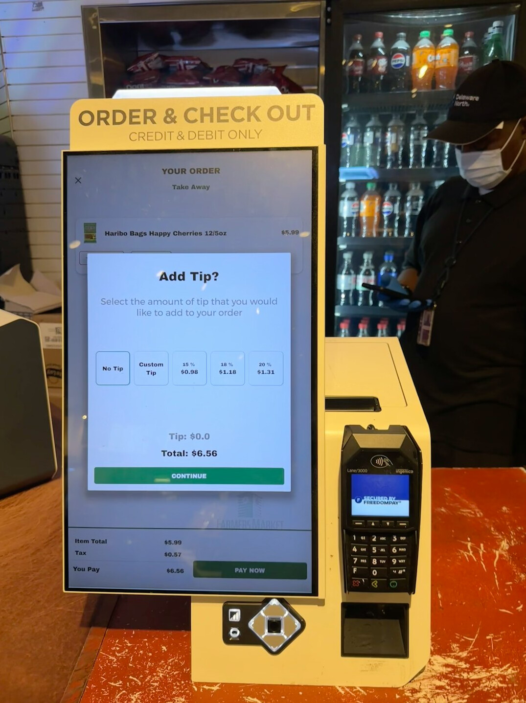Queue management setup at a checkout counter
